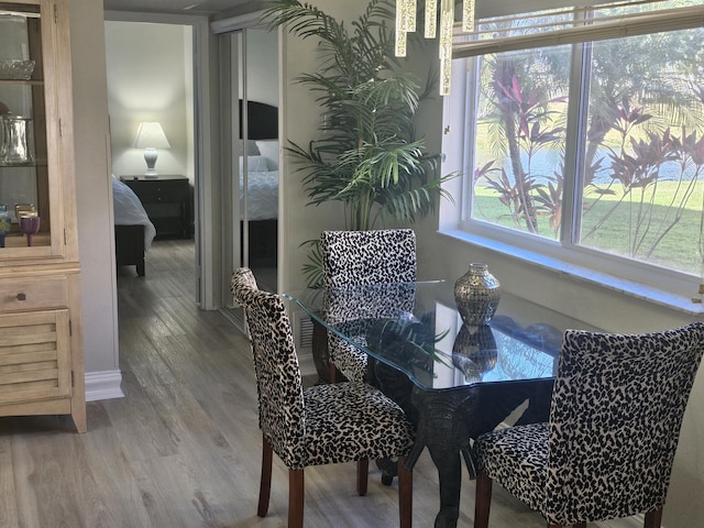 dining room with wood finished floors