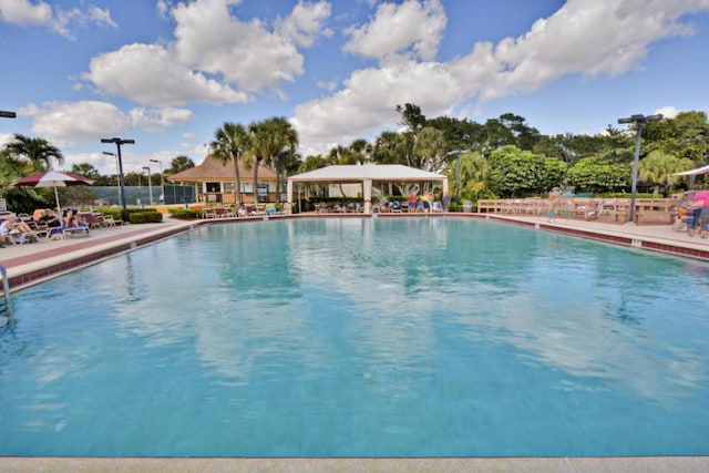 view of pool with a gazebo