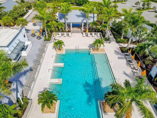 view of swimming pool featuring a patio