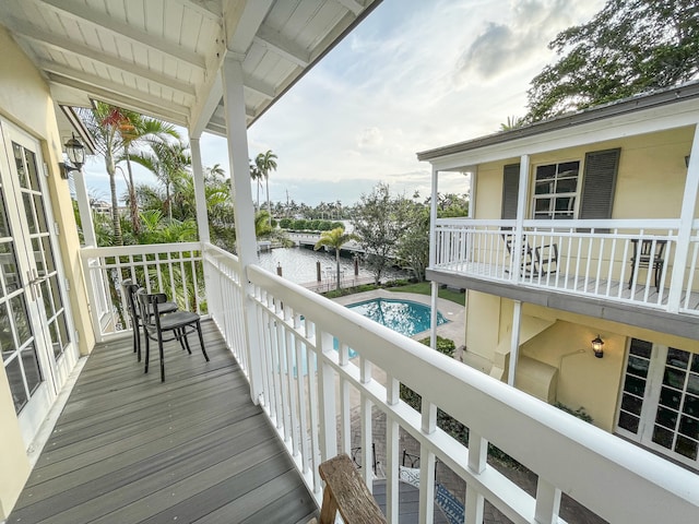 balcony with a water view