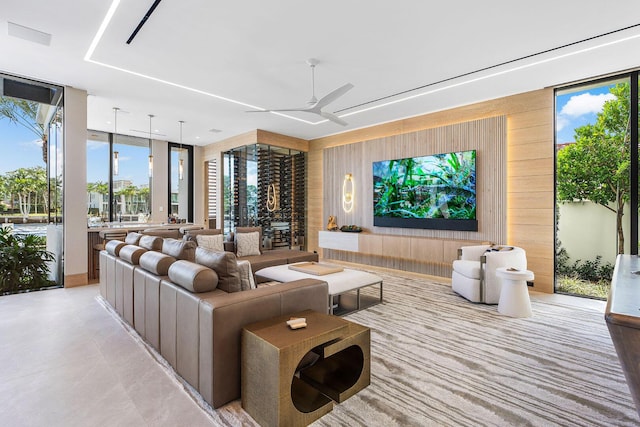 1520 Royal Palm Way, Boca Raton, FL 33432 - cinema with wooden walls and a ceiling fan