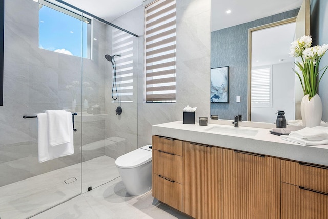1520 Royal Palm Way, Boca Raton, FL 33432 - bathroom featuring a stall shower, toilet, and vanity