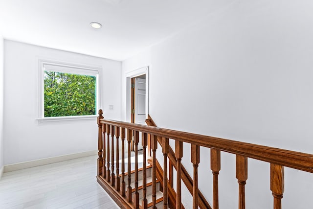 12151 Old Indiantown Rd, Jupiter, FL 33478 - hall with an upstairs landing, baseboards, recessed lighting, and wood finished floors