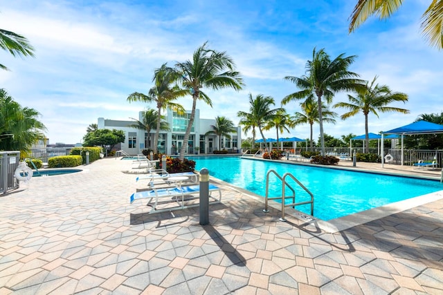 view of pool featuring a patio