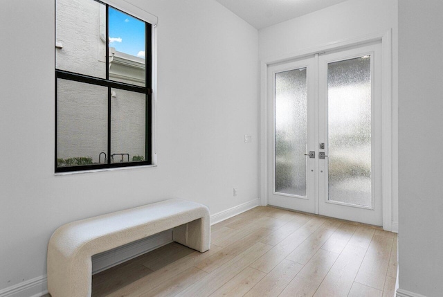 interior space with french doors, wood finished floors, and a wealth of natural light