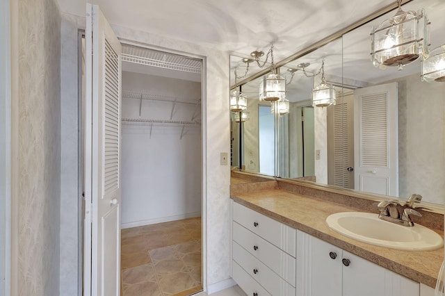 bathroom featuring vanity and tile patterned floors