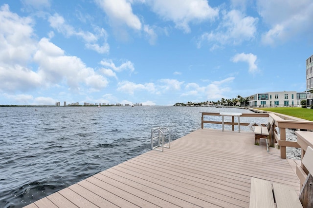 dock area featuring a water view