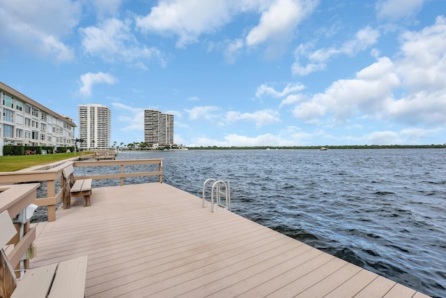 view of dock featuring a water view