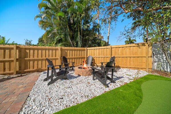 view of patio / terrace featuring a fire pit