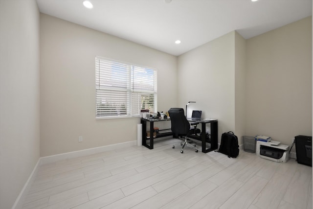 office area featuring light wood-type flooring