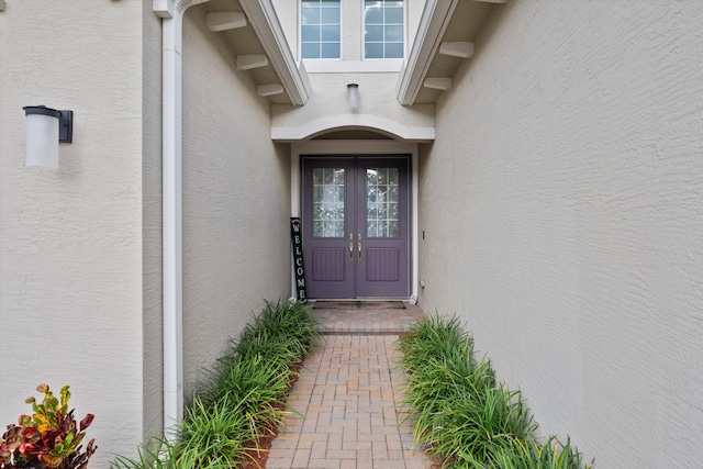 doorway to property with french doors