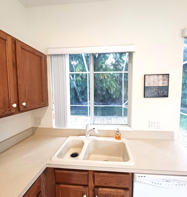 kitchen featuring sink and white dishwasher