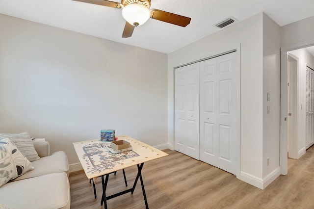 8306 Mooring Cir, Boynton Beach, FL 33472 - sitting room with a ceiling fan, light wood-type flooring, and baseboards