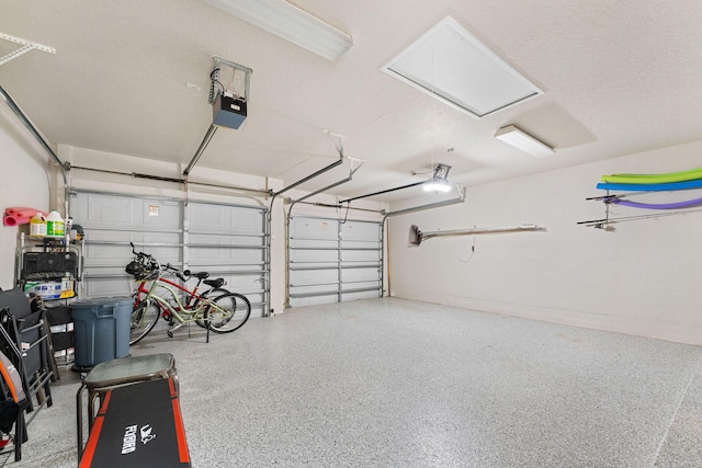 garage with a garage door opener