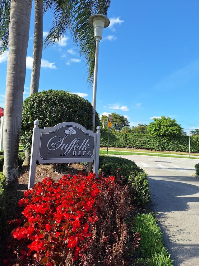 view of community sign