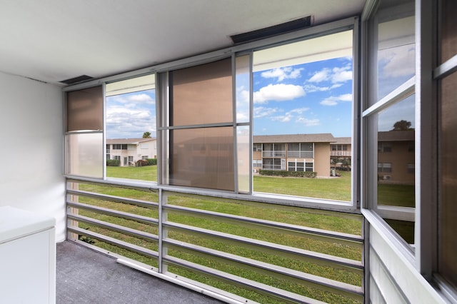 view of unfurnished sunroom