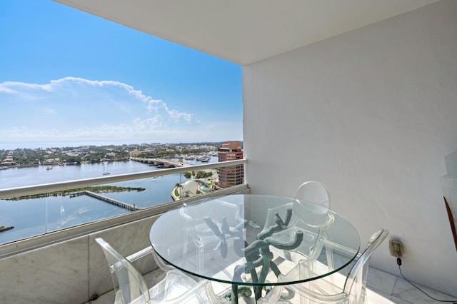 balcony with a water view