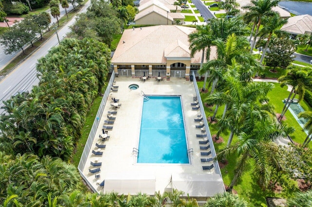 view of swimming pool with a patio area