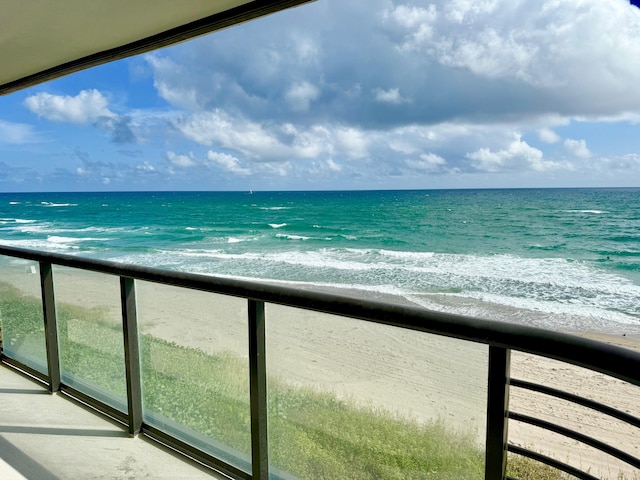 property view of water with a beach view