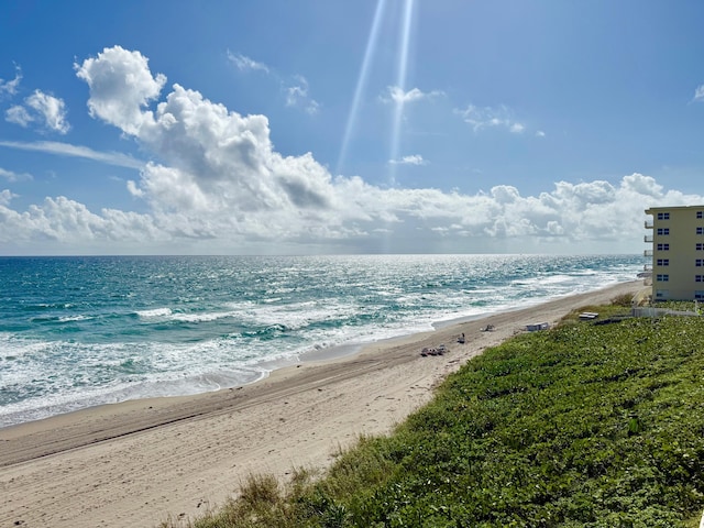 property view of water featuring a view of the beach