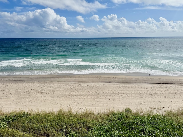 property view of water featuring a beach view