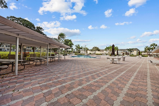 view of pool featuring a patio