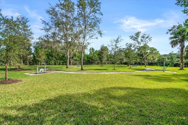 view of community with a lawn