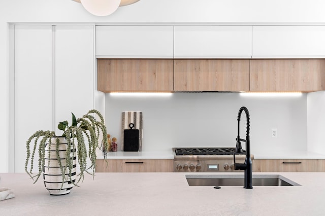 kitchen featuring sink and white cabinets