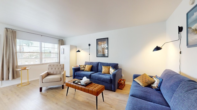 living room featuring light wood-type flooring