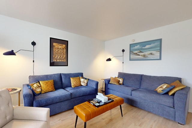 living room with light wood-type flooring