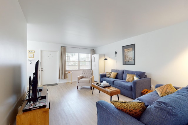 living room with light hardwood / wood-style flooring