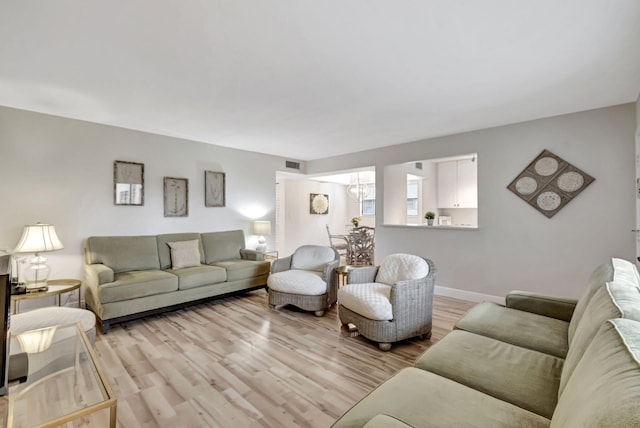 living room featuring light hardwood / wood-style flooring