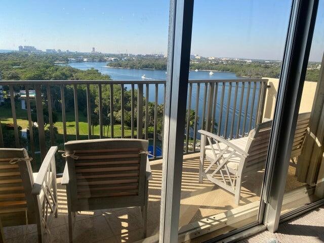 balcony with a water view