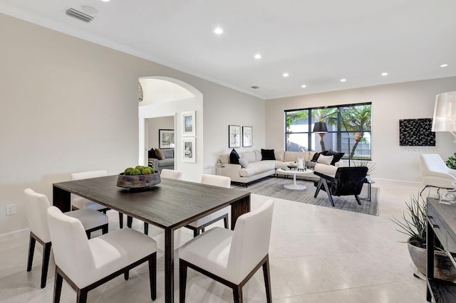 view of tiled dining area