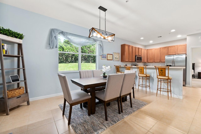 view of tiled dining space