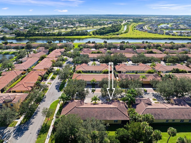 bird's eye view featuring a water view