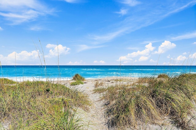 property view of water featuring a view of the beach