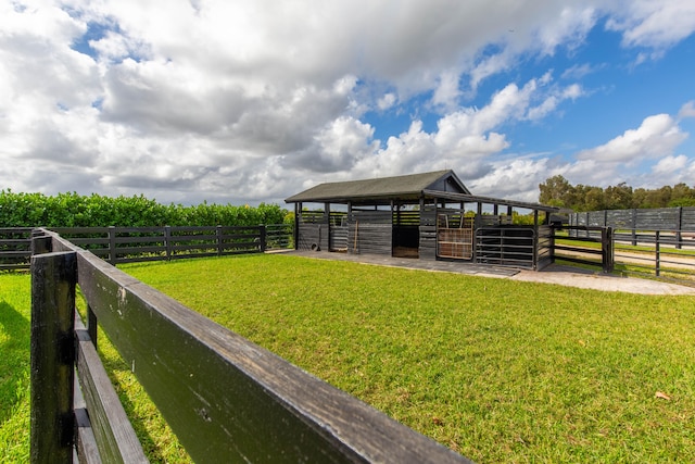 exterior space with a rural view