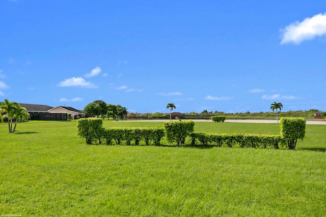 view of yard with a rural view