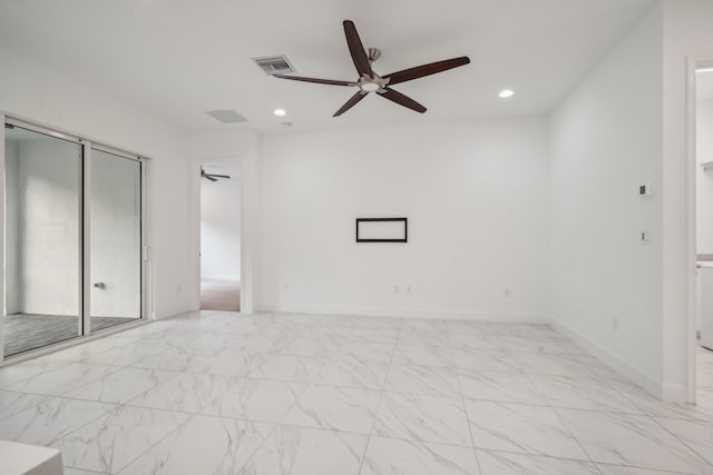 unfurnished bedroom featuring ceiling fan