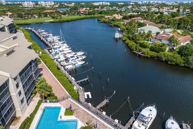 bird's eye view featuring a water view