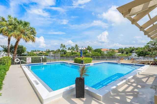 view of swimming pool with a patio area