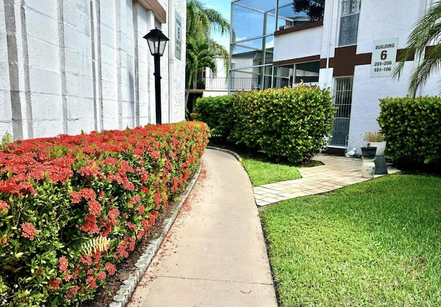 view of community featuring a yard