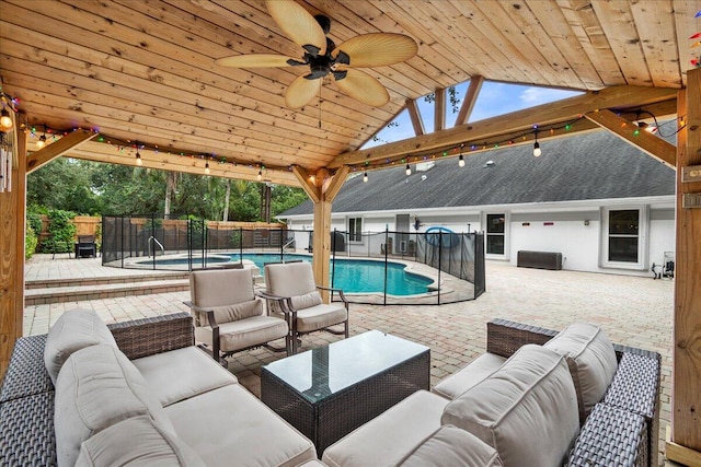 view of pool with a patio area and an outdoor hangout area