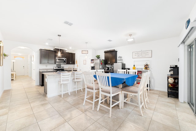 view of tiled dining space