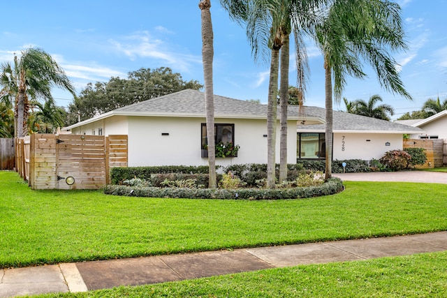 ranch-style house with a front yard