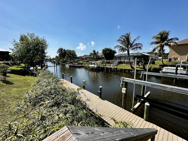 view of dock featuring a water view