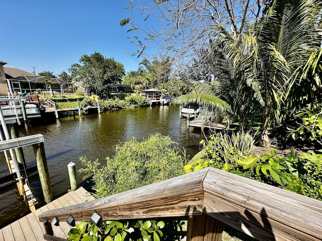 view of dock featuring a water view