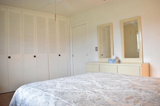 bedroom featuring two closets