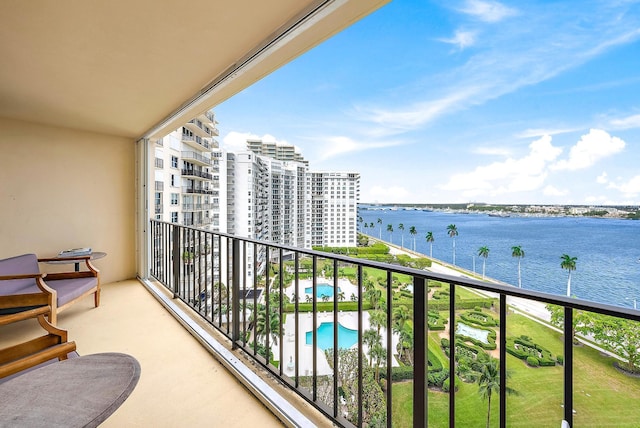 balcony with a water view